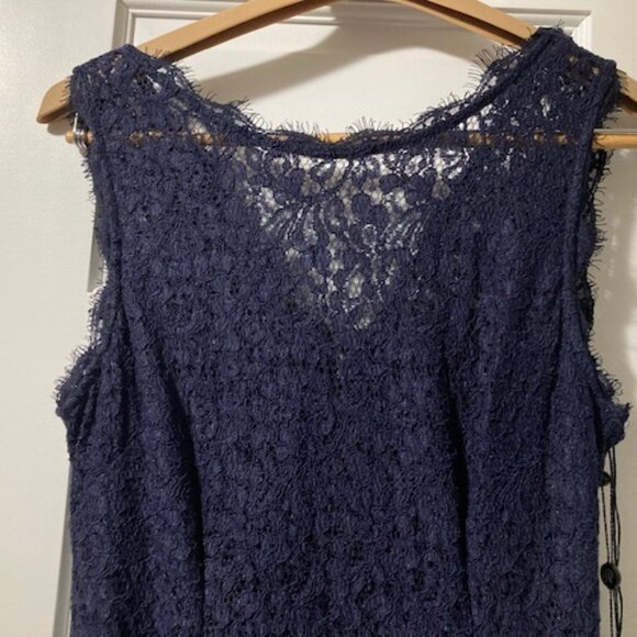 Adrianna Papell Navy Lace Trumpet Gown - Picture 3 of 9